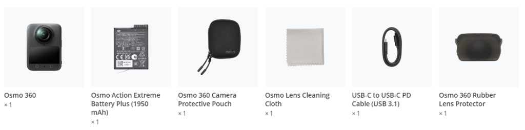 Conținut pachet Cameră de acțiune DJI Osmo 360 Stabdard Combo