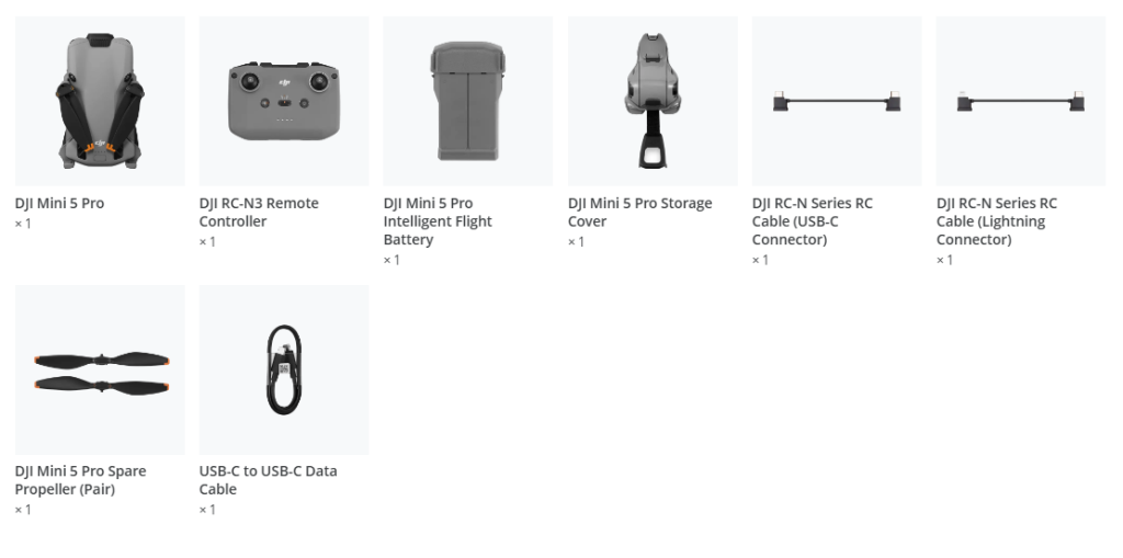 Conținut Pachet Drona DJI Mini 5 Pro (DJI RC-N3)