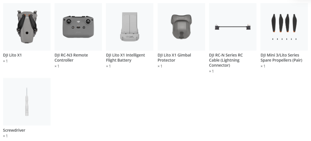 Conținut pachet Drona DJI Lito X1